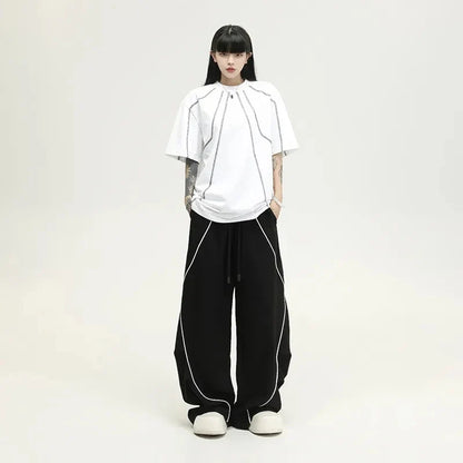 American Vintage Striped Patchwork Wide Sweatpants