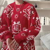 Cozy Chinese Blessing Christmas Knit Sweater
