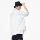 Cloud-Soft Contrast Lapel Casual Shirt