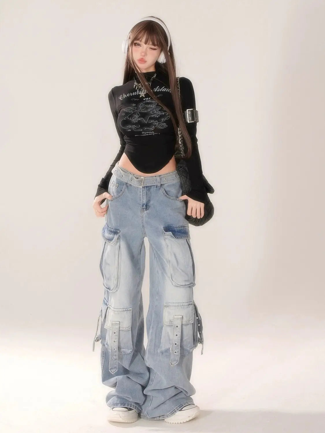 High Street Washed Multi Pocket Jeans
