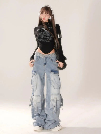 High Street Washed Multi Pocket Jeans