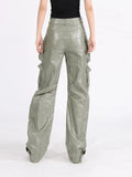 Vintage Zipper High Waist Baggy Leather Pants
