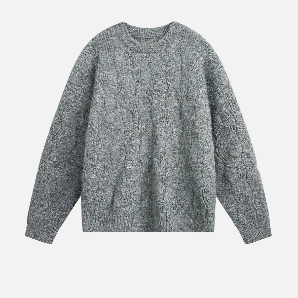 Chunky Mohair Cable Solid Color Knit Sweater