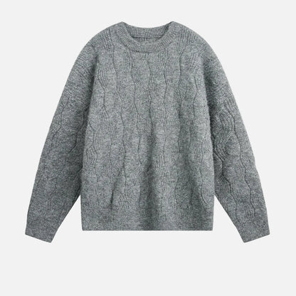 Chunky Mohair Cable Solid Color Knit Sweater