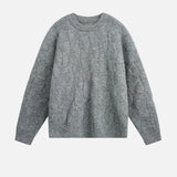 Chunky Mohair Cable Solid Color Knit Sweater