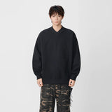 Minimalist Label Detail V-Neck Sweatshirt