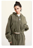 Women's Fleece Zip-up Cropped Hoodie