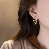 Exquisite Heart Shaped Tiger Eye Earring