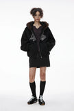 Cozy Embroidered Faux Fur Collar Hooded Sweatshirt