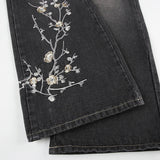 Floral Embroidered Flared Jeans