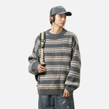 High-Quality Hip Hop Striped Knit Sweater