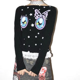 Sweet Cartoon Printed Slash Long Sleeve T-Shirt