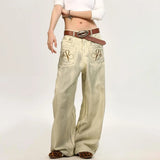 Streetwear American Style Washed Straight Jeans