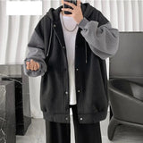 Korean Style Simple Single Breasted Hooded Sweatshirt