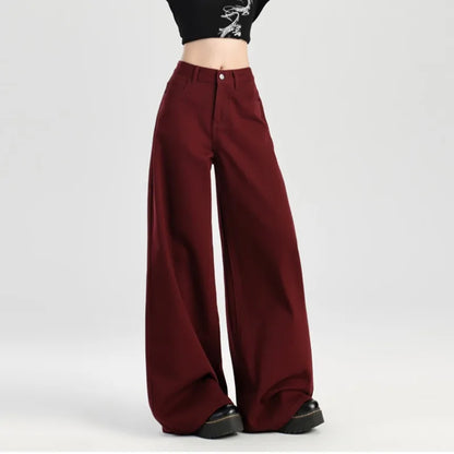 Retro Loose Red Emo High Waist Denim Jeans