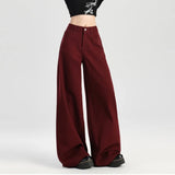 Retro Loose Red Emo High Waist Denim Jeans