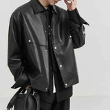 American Retro PU Leather Long-Sleeved Jacket