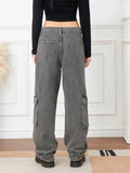 Gothic Star Graphic Denim Cargo Pants