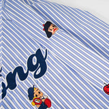 Durable Striped Autumn Letter Embroidered Casual Shirt