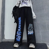 Retro Anime Print Oversized Wide Sweatpants