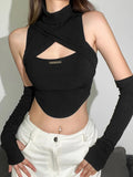 Goth Cyber Punk Crop Sleeve Top