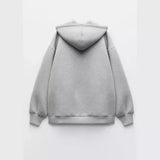 Streetwear Cozy Gray Long Sleeve Zipper Sweatshirt
