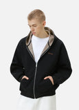 American Embroidered Loose Hooded Zip-Up Sweatshirt