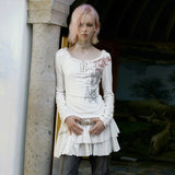 Grunge Aesthetics Graffiti Print Vintage Dress