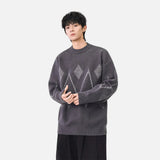 Cozy Argyle Knit Crew Neck Classic Sweater