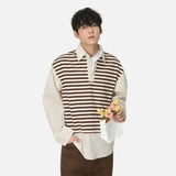 Classic Striped Fake Two Piece College Style Shirt