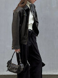 Women Chic Fashionable Zipper Leather Jacket
