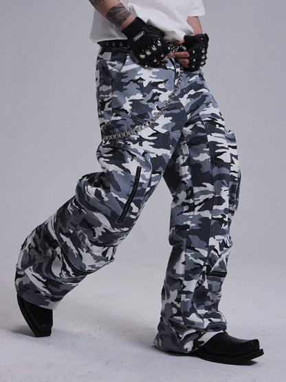 Lightweight Retro Camouflage Zipper Cargo Pants