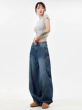 Straight & Sleek Deep Blue Curved Knife Cargo Jeans