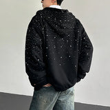 Diamond Patchwork Hooded Faux Fur Sweatshirt