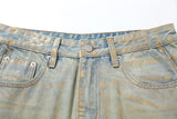 Chic Coated Printing Washed Wide Leg Jeans