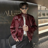 Fashionable Metallic Patchwork Leather Jacket