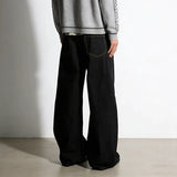Unisex Black Loose Fit Wide Leg Jeans