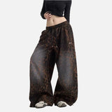 Y2K Leopard Print Sports Oversized Sweatpants