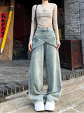 Y2K Cool Vintage Patchwork Blue Baggy Jeans