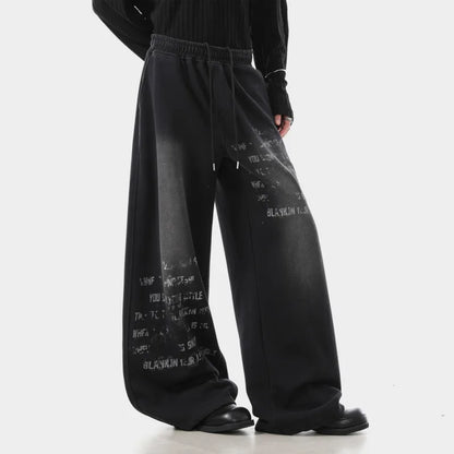 Chic Drawstring Elastic Waist Letter Printing Sweatpants