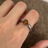 Asymmetric Geometric Sterling Silver Brown Ring