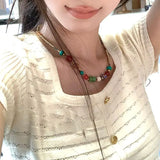 Aesthetic Vibrant Crystal Beaded Necklace