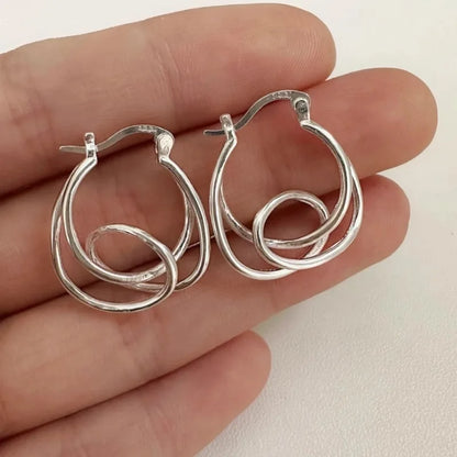 Geometric Irregular Line Sterling Silver Earrings