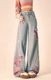 Vintage Butterfly Embroidered Spring Jeans