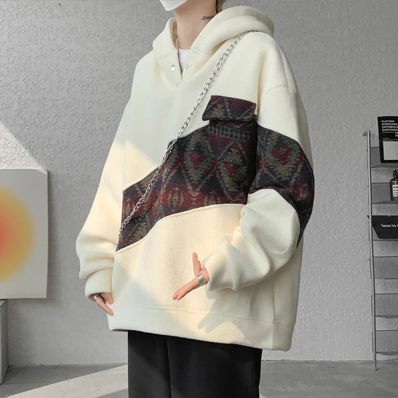 Contrast Color Patchwork Hoodie