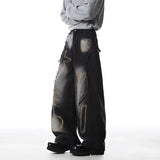 Durable Patchwork Raw Edge Denim Jeans