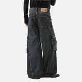 Trendy Deconstructed Wide Leg Cargo Jeans