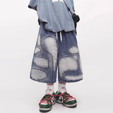 Vintage Distressed Patch Denim Jorts