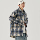 Men's Cool Vintage Autumn Tie Dye Plaid Shirt