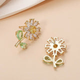 Luxury Flower Daisy Stud Green Leaf Earrings